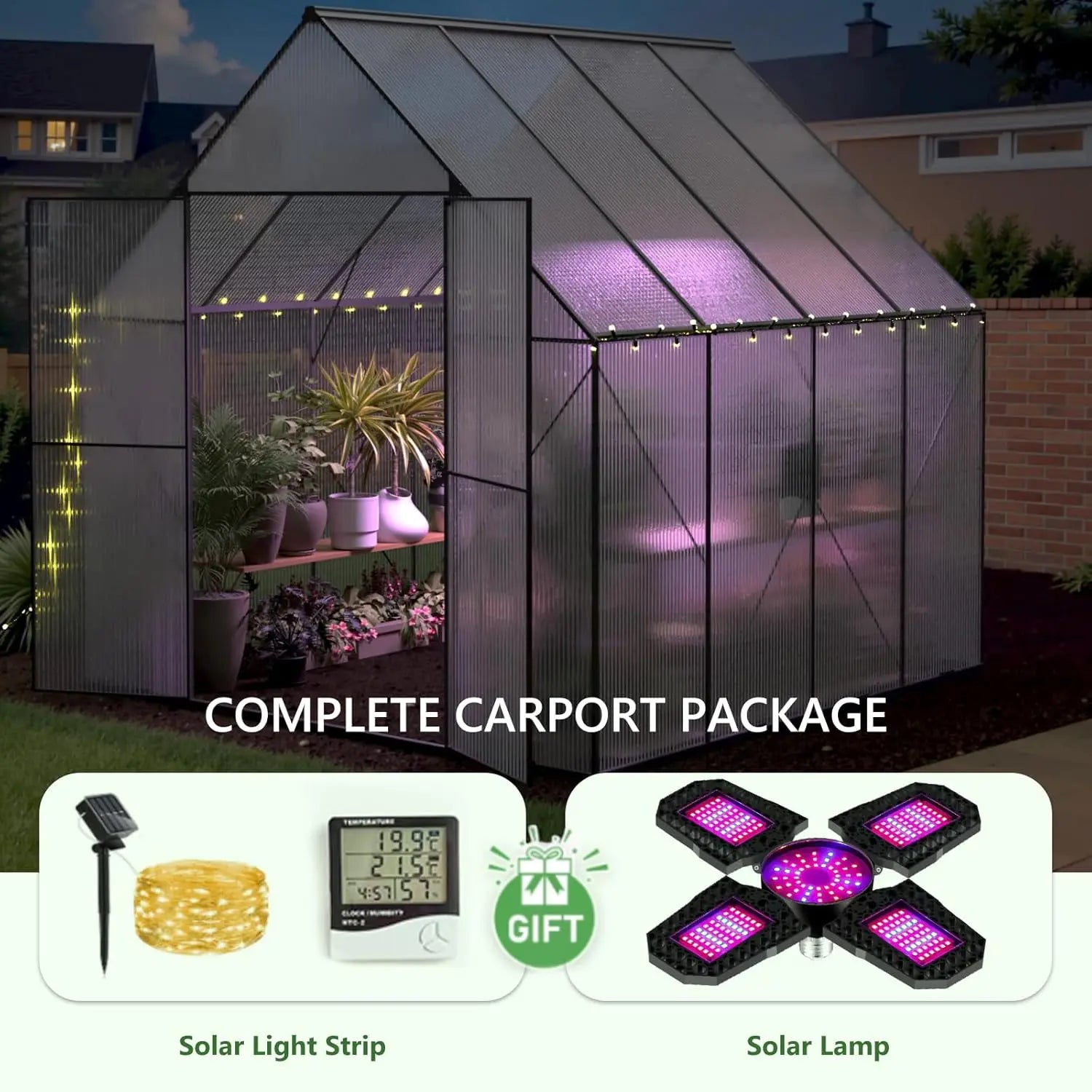 Greenhouse for Outdoors, Heavy Duty Polycarbonate Greenhouse, Walk in Greenhouses for Outdoor Garden Backyard with, Customized