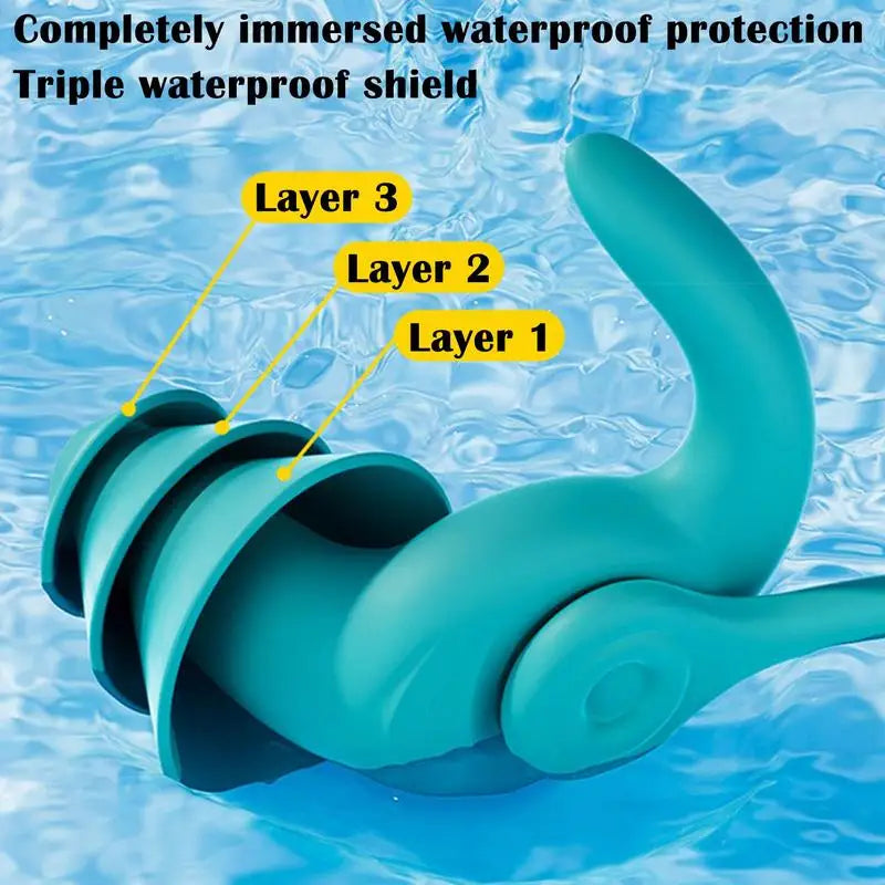 Soft Silicone Ear Plug With Elastic Lanyard For Water Sports Noise Reduction Earplugs Swimming Pool Earplug Accessories