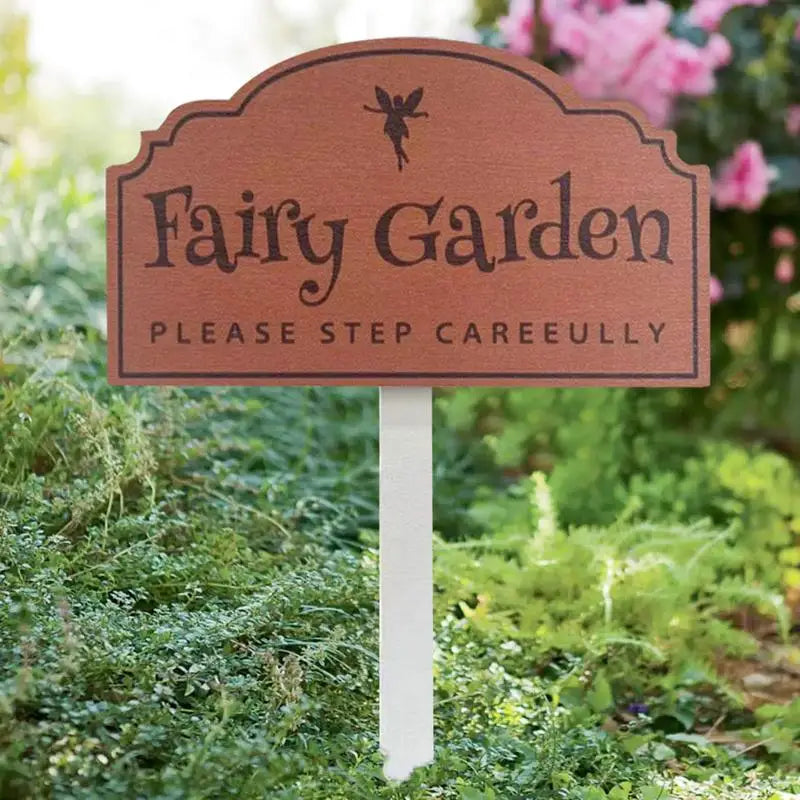 Fairy Garden Sign Decoration Handmade Wooden Insert Art Garden Warning Sign Plug For Home Garden Patio Yard Farmhouse