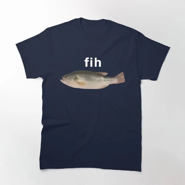 Funny Fih Fish Meme  T Shirt Summer T Shirts for Men Harajuku Casual Tee Shirt Short Sleeve Y2K Funny Clothing Oversized T Shirt