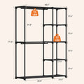 JHK 44IN to 49IN Portable Wardrobe Closet with Hanging Rods Clothing Rack with Shelves Mudroom Storage Organizer For Home