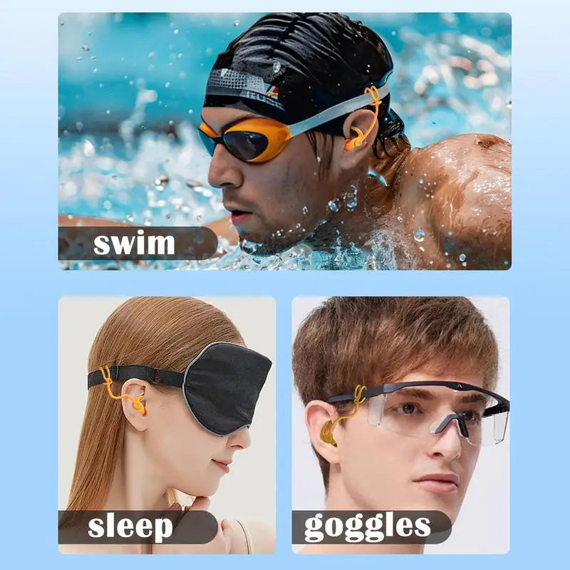 Soft Silicone Ear Plug With Elastic Lanyard For Water Sports Noise Reduction Earplugs Swimming Pool Earplug Accessories