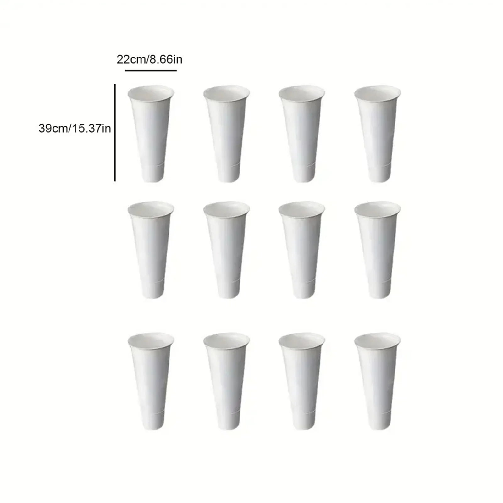 12PCS Flower Display Stand Buckets White Plastic Plant Stand Tapered Buckets Plant Planter for Balcony Garden(Not Include Rack)
