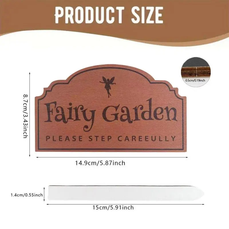 Fairy Garden Sign Decoration Handmade Wooden Insert Art Garden Warning Sign Plug For Home Garden Patio Yard Farmhouse