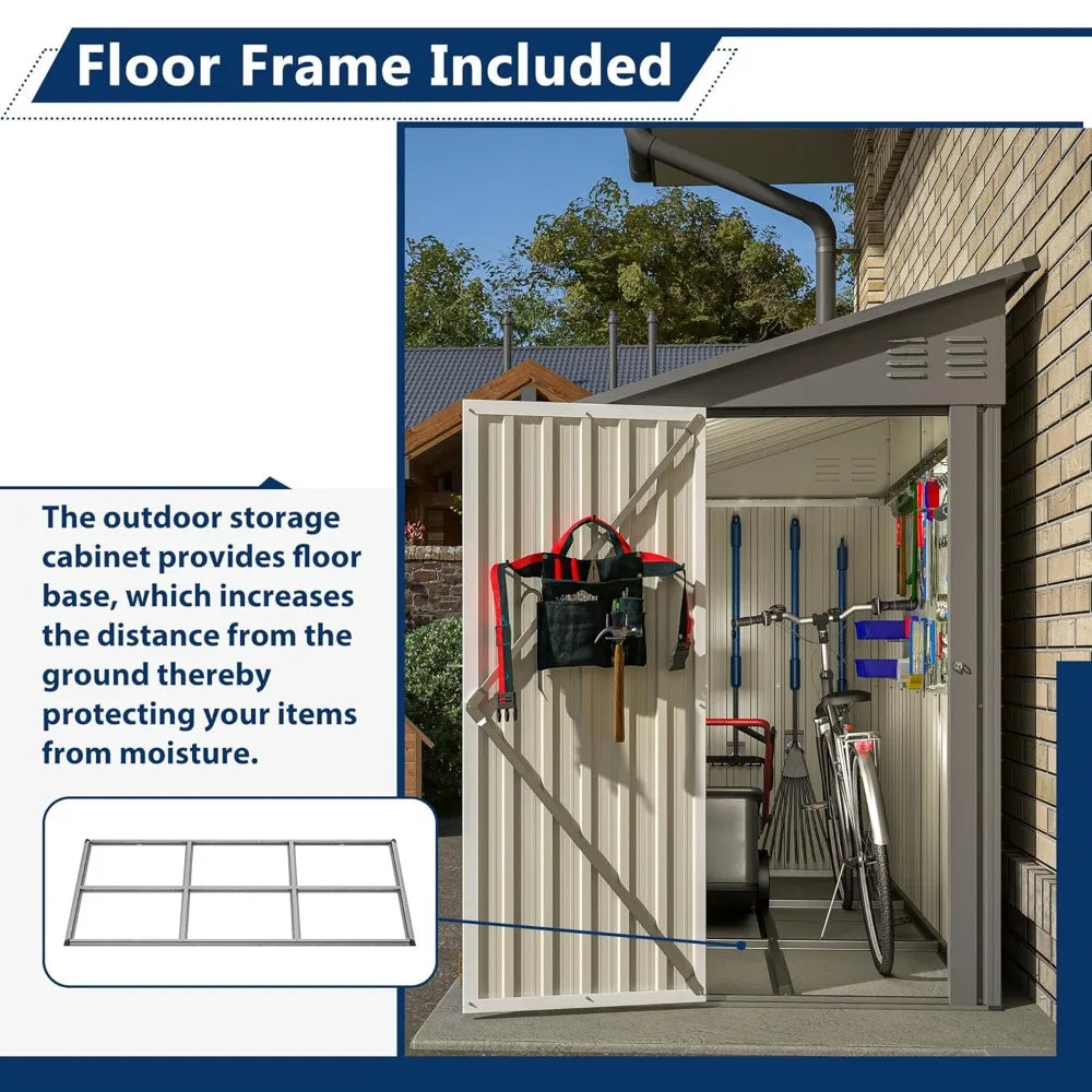 Shed Lean to Storage Shed, Outdoor 4' x 8' Metal Wall Side Storage Sheds & Outdoor Storage, Garden Storage Cabinet, Customized