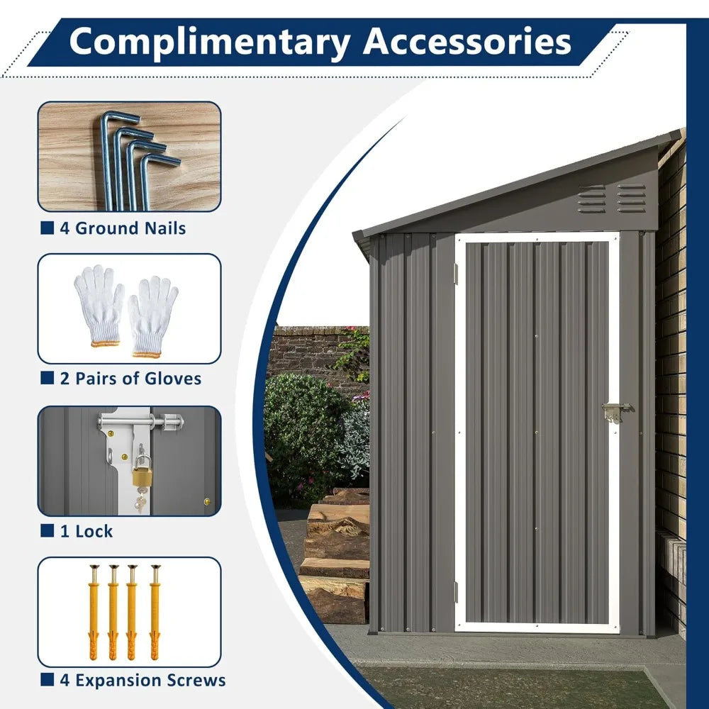 Shed Lean to Storage Shed, Outdoor 4' x 8' Metal Wall Side Storage Sheds & Outdoor Storage, Garden Storage Cabinet, Customized