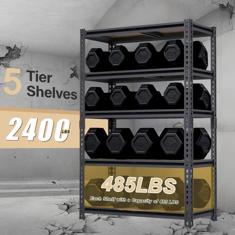 Garage Shelving 2400 LBS Metal Storage Shelves 12''x28''x60'' Heavy Duty Adjustable Shelving Rack Standing Shelf Units Garage