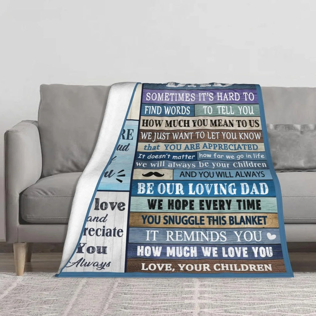 Gift blanket to Dad fathers day Birthday Anniversary gift blankets for Dad Mom Wife Nap Reading camping Watch TV four season use
