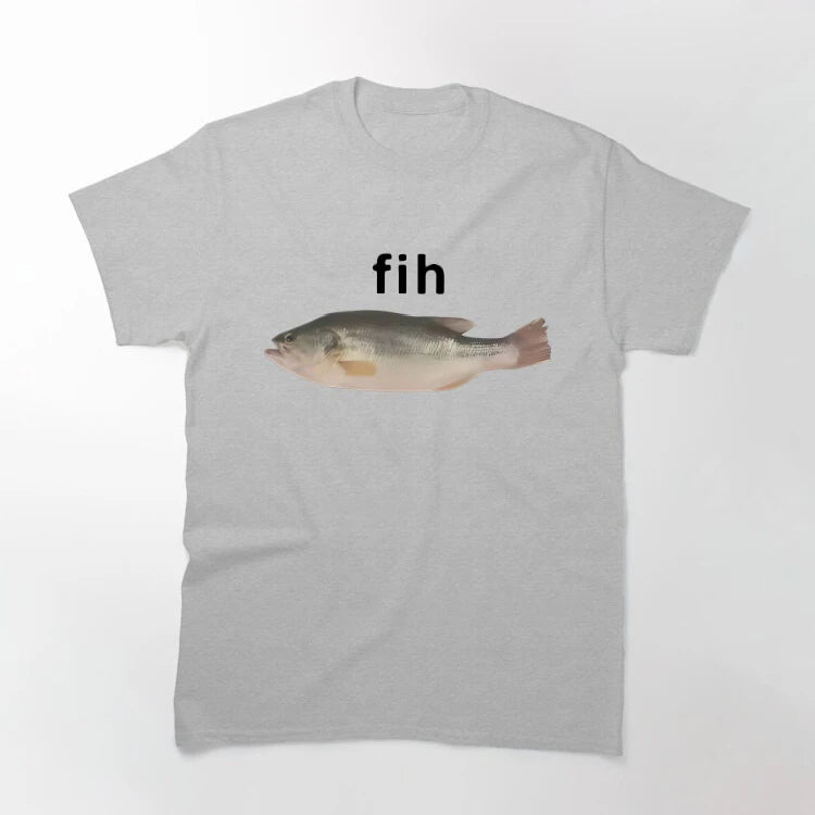 Funny Fih Fish Meme  T Shirt Summer T Shirts for Men Harajuku Casual Tee Shirt Short Sleeve Y2K Funny Clothing Oversized T Shirt