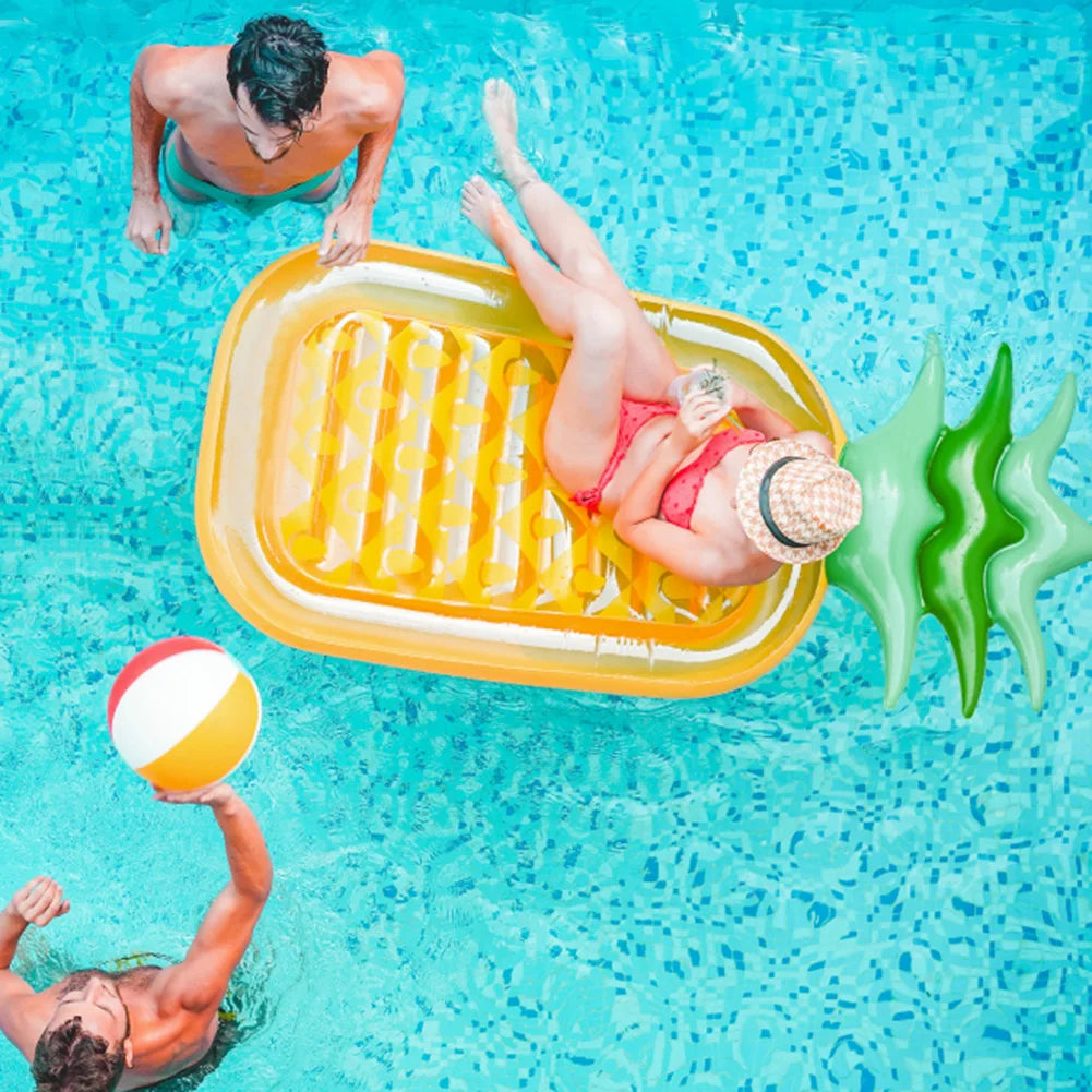 Pineapple Inflat Air Mattress Foldable Floating Water Recliner Mats Portable Porous Exhaust Large Size Swimming Pool Accessories