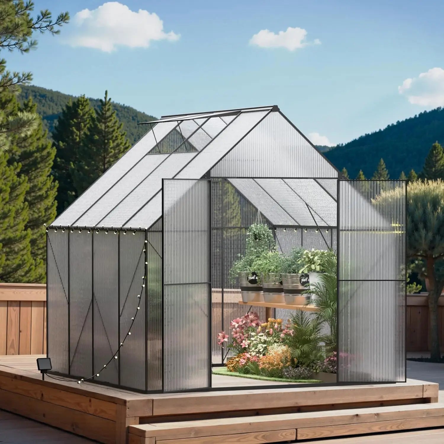 Greenhouse for Outdoors, Heavy Duty Polycarbonate Greenhouse, Walk in Greenhouses for Outdoor Garden Backyard with, Customized
