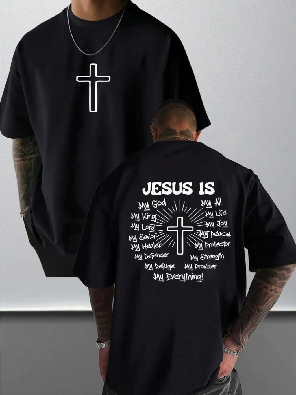 Men's Graphic T-Shirt Jesus Cross Faith Daily Wear 100% Cotton Unisex Gift Idea For Him Her Religious Apparel Spiritual Clothing