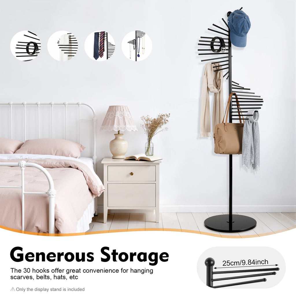 Spiral Freestanding Scarf Clothing Display Holder Rack for Home Standing Metal Hijab rack Organizer 30 Scarves Scarf Stand