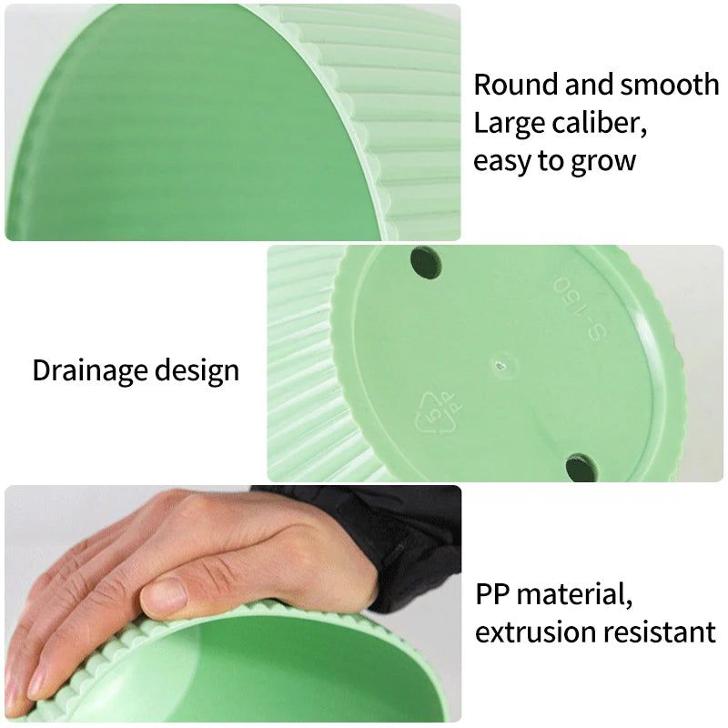 Plastic Planters Round Plant Pots with Tray Succulent Flowerpots Plants Garden Flower Nursery Pot Bedroom Office Flower Pot