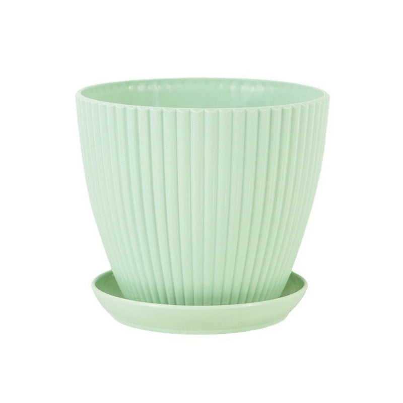 Plastic Planters Round Plant Pots with Tray Succulent Flowerpots Plants Garden Flower Nursery Pot Bedroom Office Flower Pot