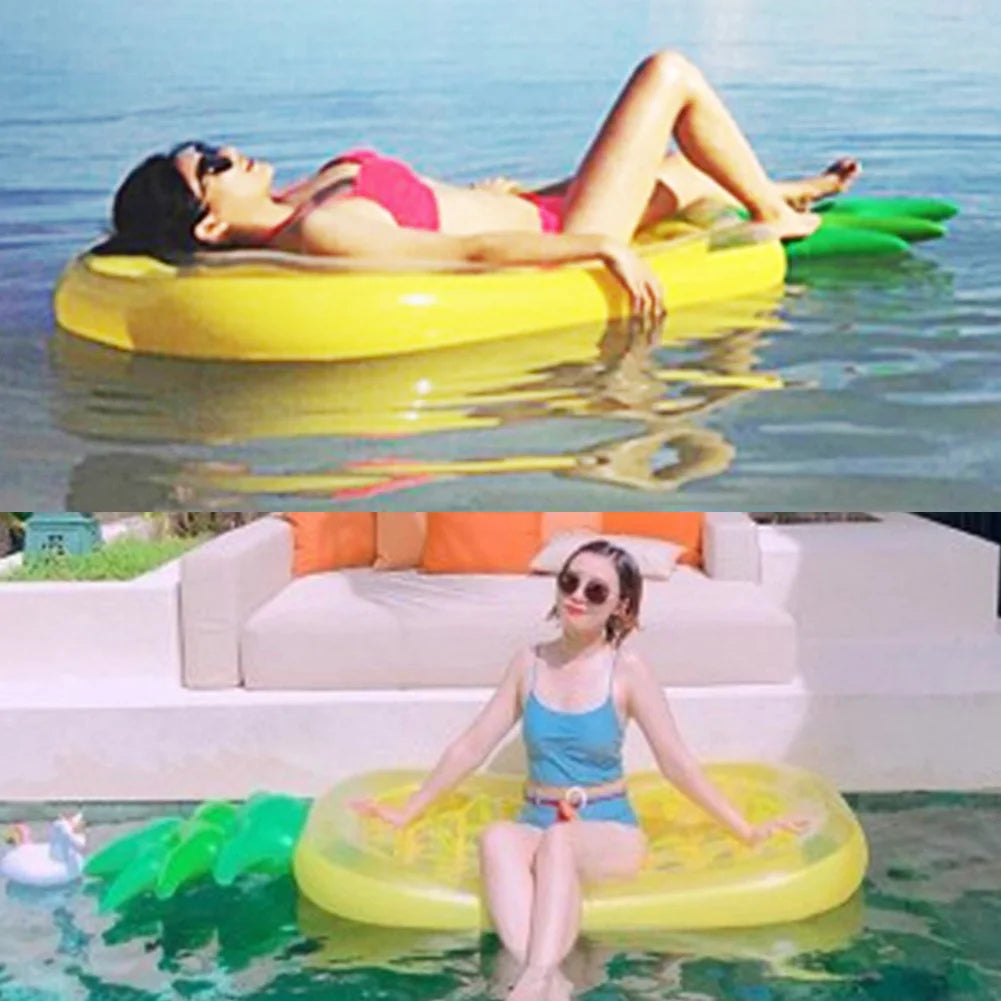 Pineapple Inflat Air Mattress Foldable Floating Water Recliner Mats Portable Porous Exhaust Large Size Swimming Pool Accessories