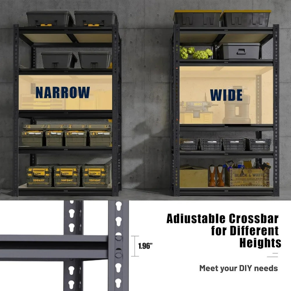 Garage Shelving 2400 LBS Metal Storage Shelves 12''x28''x60'' Heavy Duty Adjustable Shelving Rack Standing Shelf Units Garage