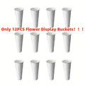 12PCS Flower Display Stand Buckets White Plastic Plant Stand Tapered Buckets Plant Planter for Balcony Garden(Not Include Rack)