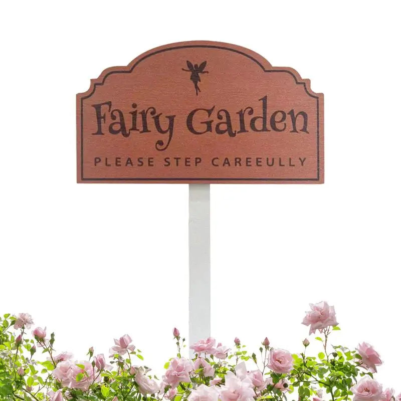 Fairy Garden Sign Decoration Handmade Wooden Insert Art Garden Warning Sign Plug For Home Garden Patio Yard Farmhouse