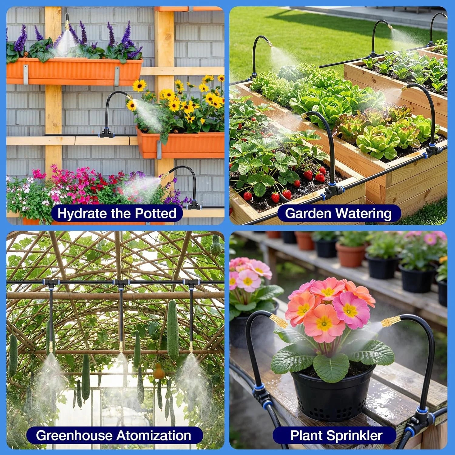 DIY 80ft Drip Irrigation Kit 177pcs For Greenhouse Garden Flowers Plant Watering Irrigation Patio Misting Cooling System