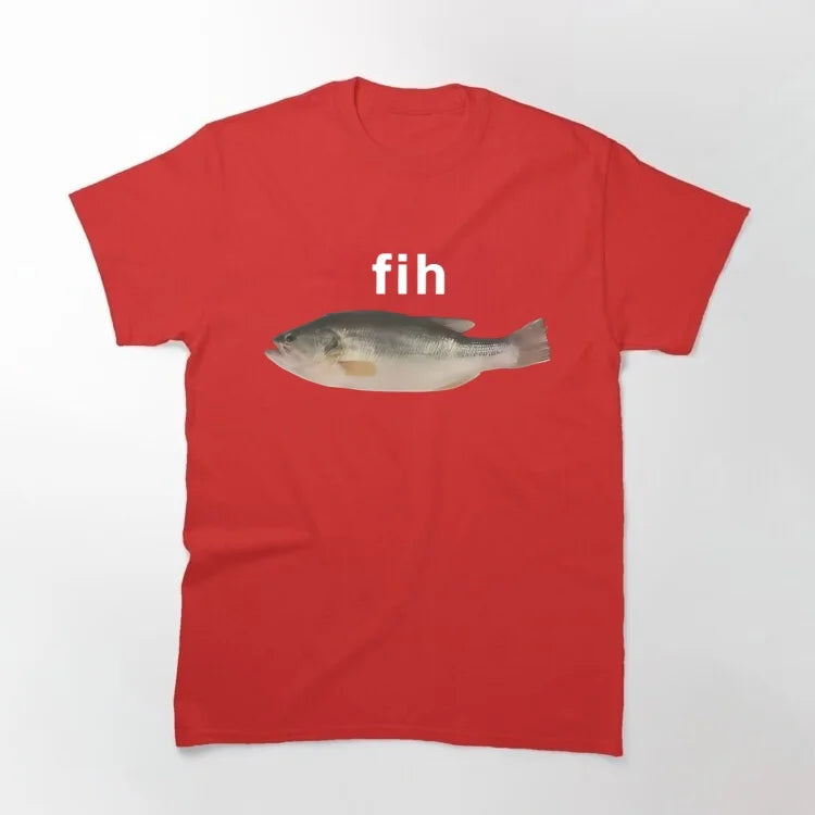 Funny Fih Fish Meme  T Shirt Summer T Shirts for Men Harajuku Casual Tee Shirt Short Sleeve Y2K Funny Clothing Oversized T Shirt