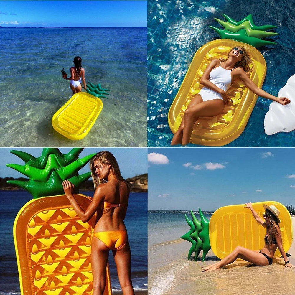 Pineapple Inflat Air Mattress Foldable Floating Water Recliner Mats Portable Porous Exhaust Large Size Swimming Pool Accessories