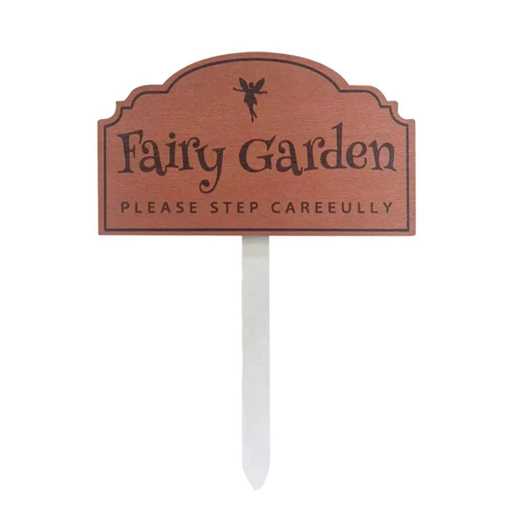 Fairy Garden Sign Decoration Handmade Wooden Insert Art Garden Warning Sign Plug For Home Garden Patio Yard Farmhouse