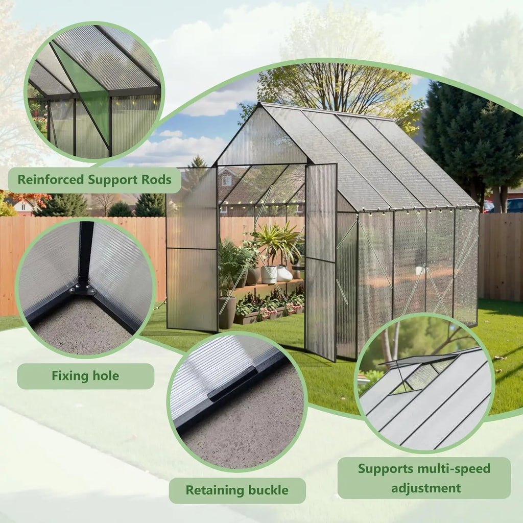 Greenhouse for Outdoors, Heavy Duty Polycarbonate Greenhouse, Walk in Greenhouses for Outdoor Garden Backyard with, Customized