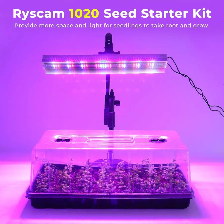 Seed Starter Tray, Seed Starter Kit with Grow Lights and Heat Mat, Indoor Seedling Trays Kit, 5.9 inch High Humidity Dome, 96 LE